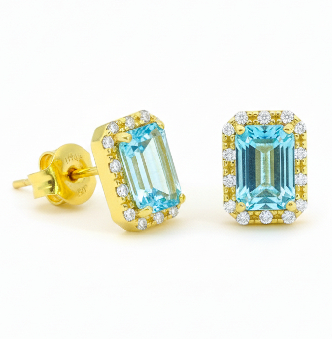 5x3MM AQUAMARINE STUD EARRINGS