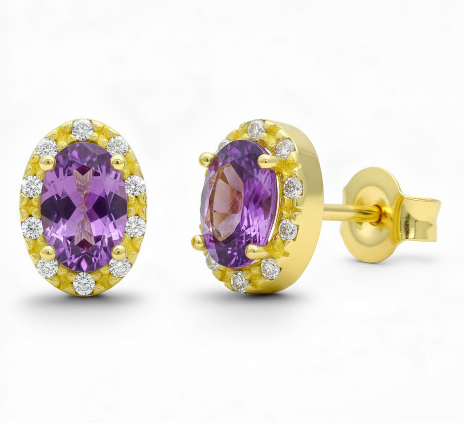 7x5MM AMETHYST STUD EARRINGS