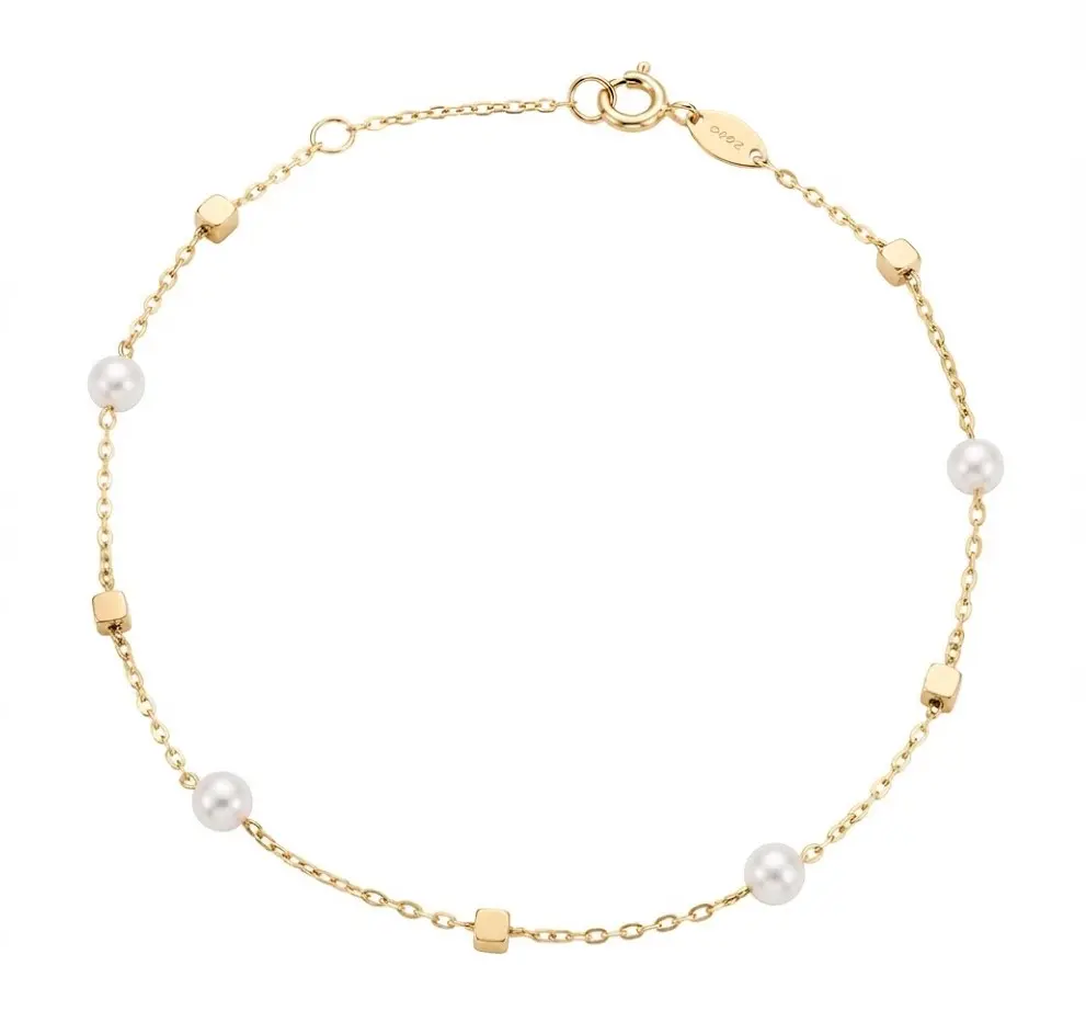 PULSERA CUBOS  Y PERLAS .17CM+19CM 