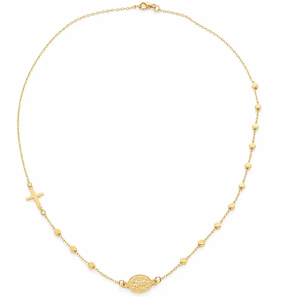 45CM GOLD BALLS,CROSS AND MEDAL NECLACE 