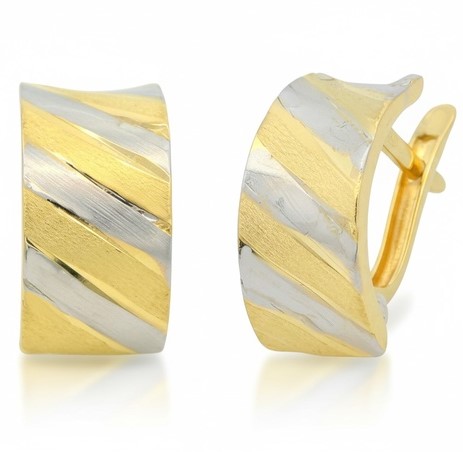 MEDIOS AROS BICOLOR  CIERRE  CATALAN.13x7MM. 9KILATES