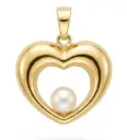 COLGANTE CORAZÓN CON PERLA 16x18MM 9KILATES