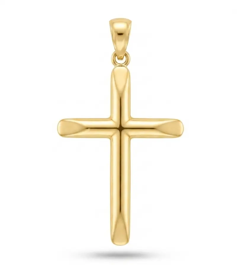 CRUZ LISA BISELADA SIN CRISTO 32x19MM 9KILATES