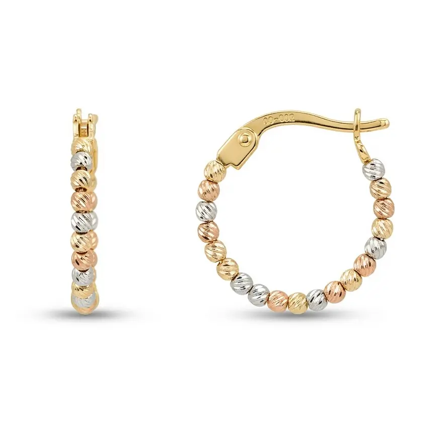 AROS BOLAS TALLADAS ORO TRICOLOR 9 KILATES
