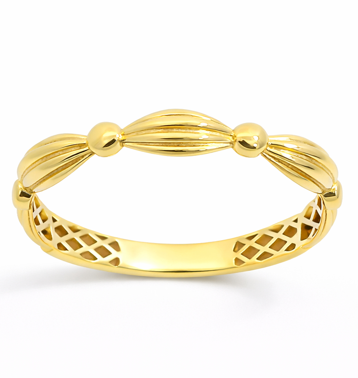 SORTIJA TRENZAS Y BOLAS.9 KILATES