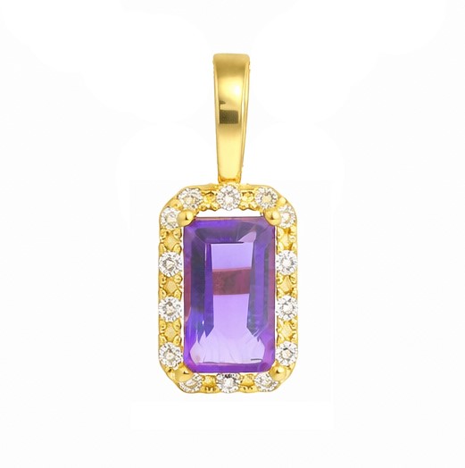 5x3MM AMETHYST AND CZ PENDANT