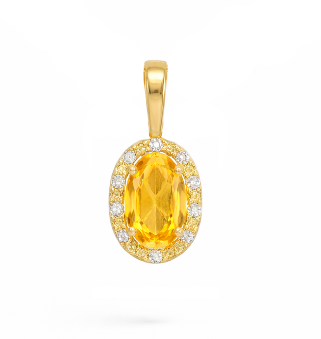 COLGANTE CITRINO SEMIPRECIOSO OVAL DE 5x3MM