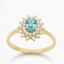 5x4MM AQUAMARINE COLOR CZ RING. 9 KARAT