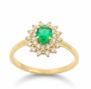 5x4MM OVAL EMERALD COLOR CZ RING. 9 KARAT