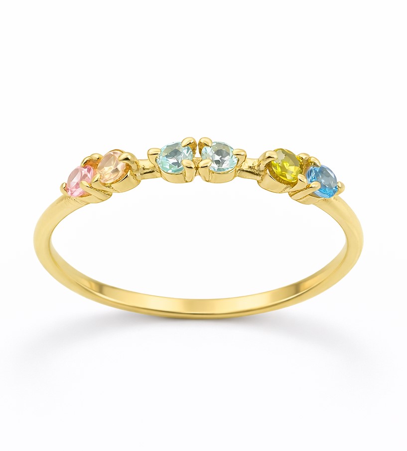 SORTIJA CIRCONITAS COLORES PASTEL. 9KILATES