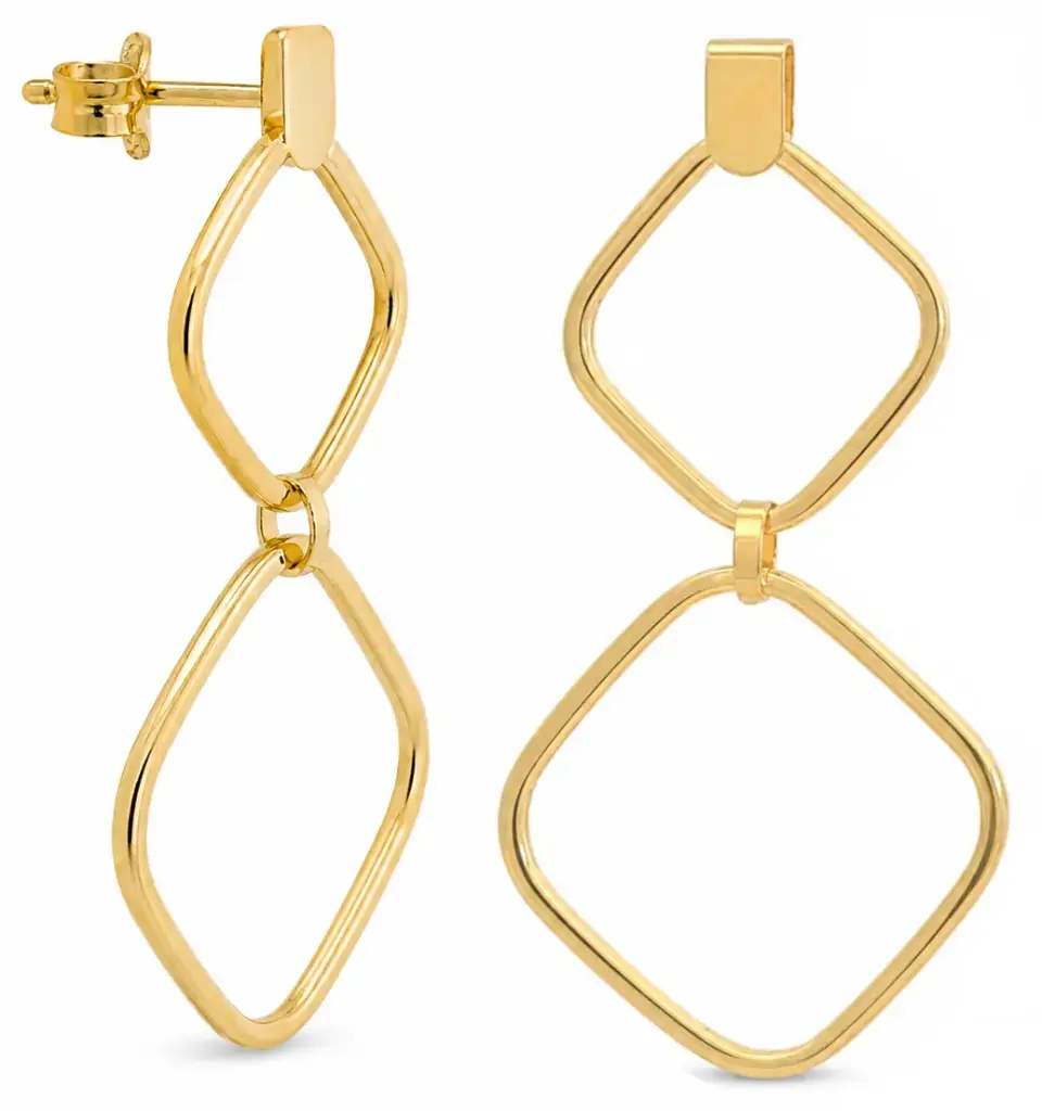 PENDIENTES LARGOS DOBLE 40x19MM LISO.PRESION  
