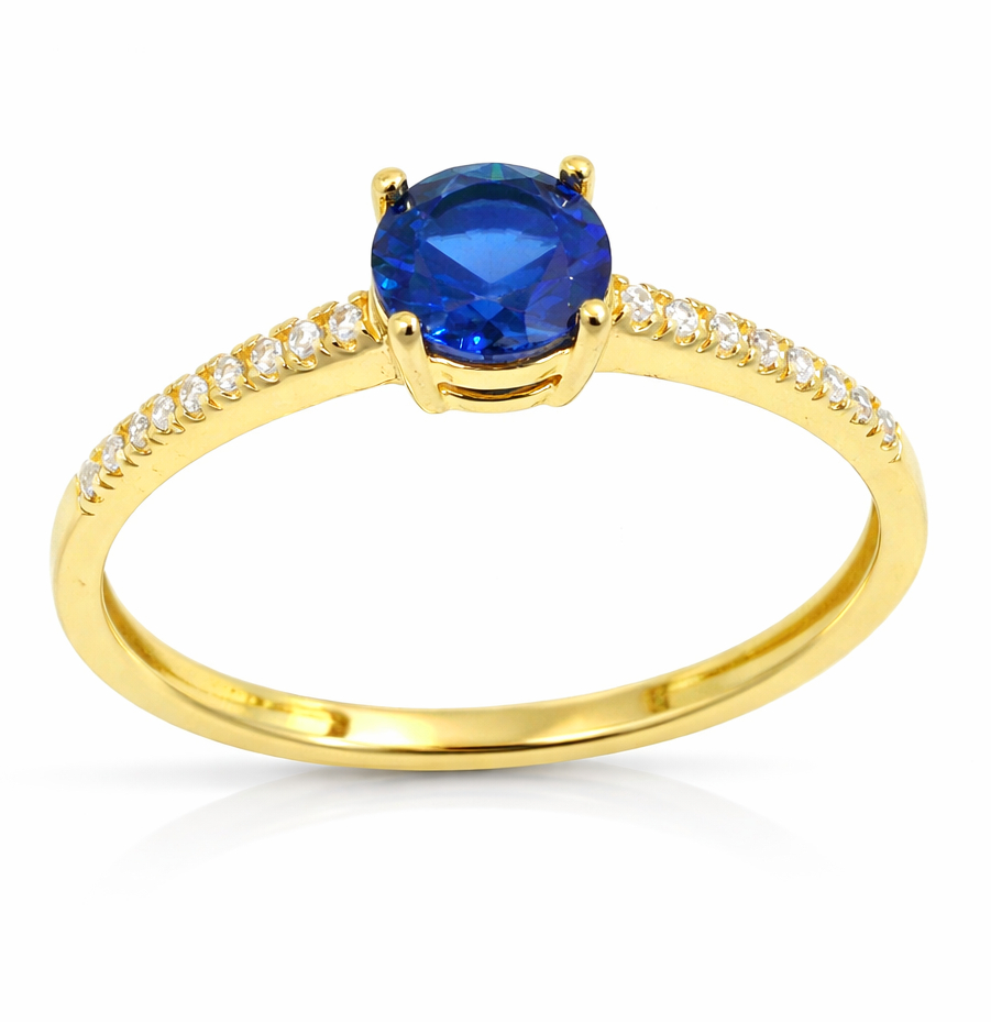 5MM NANO SAPPHIRE AND CZ RING. 9 KARAT