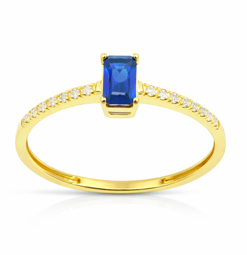 5x3MM NANO SAPPHIRE AND CZ 9 KARAT RING
