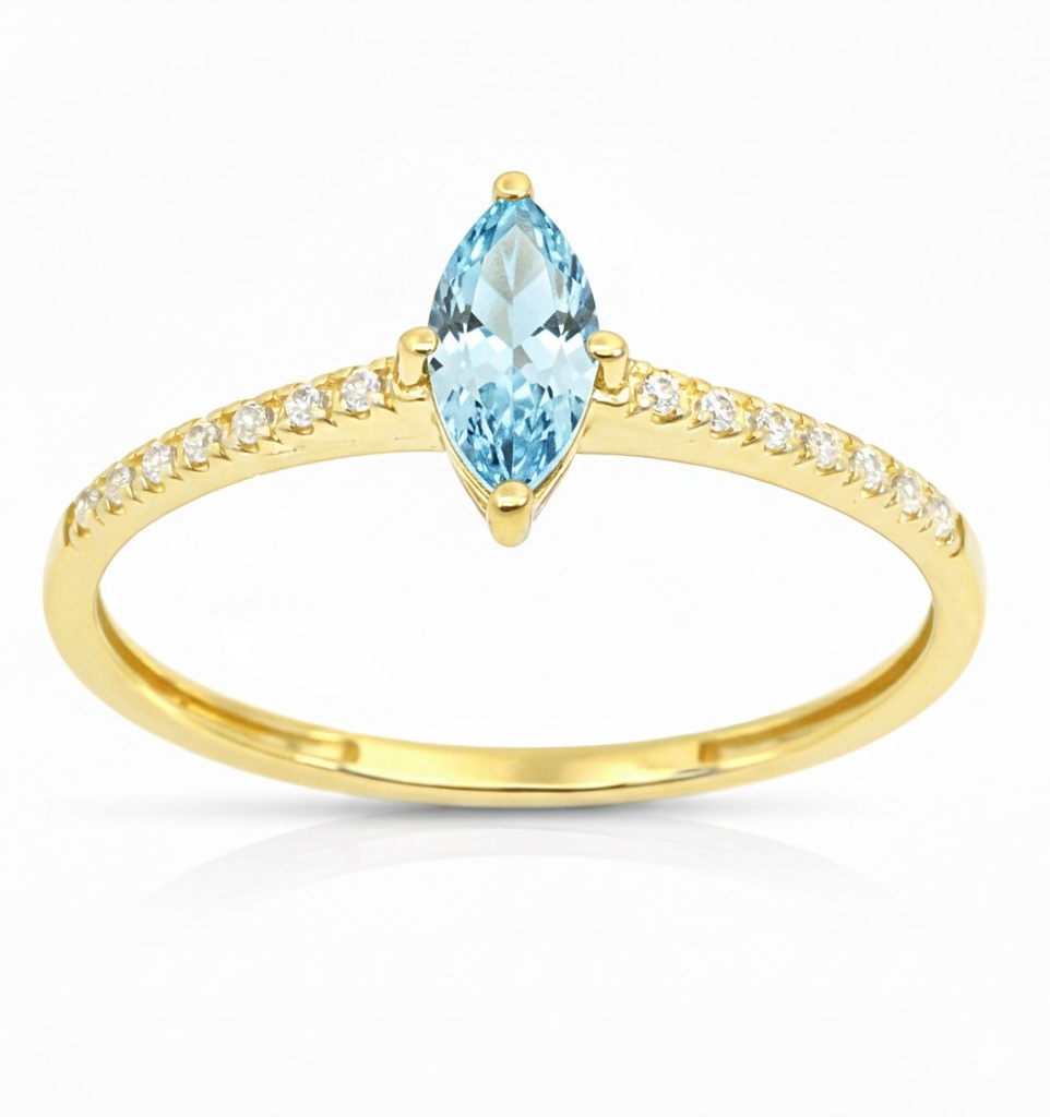 7MM AQUAMARINE COLOR MARQUISE CZ. 9 KARAT