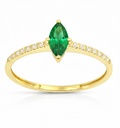7MM NANO EMERALD AND CZ 9 KARAT GOLD RING