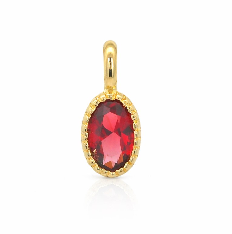 COLGANTE OVAL NANO GRANATE DE 6x4MM.9 KILATES