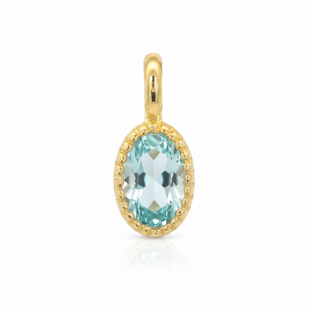 6x4MM AQUAMARINE COLOR PENDANT.9 KARAT