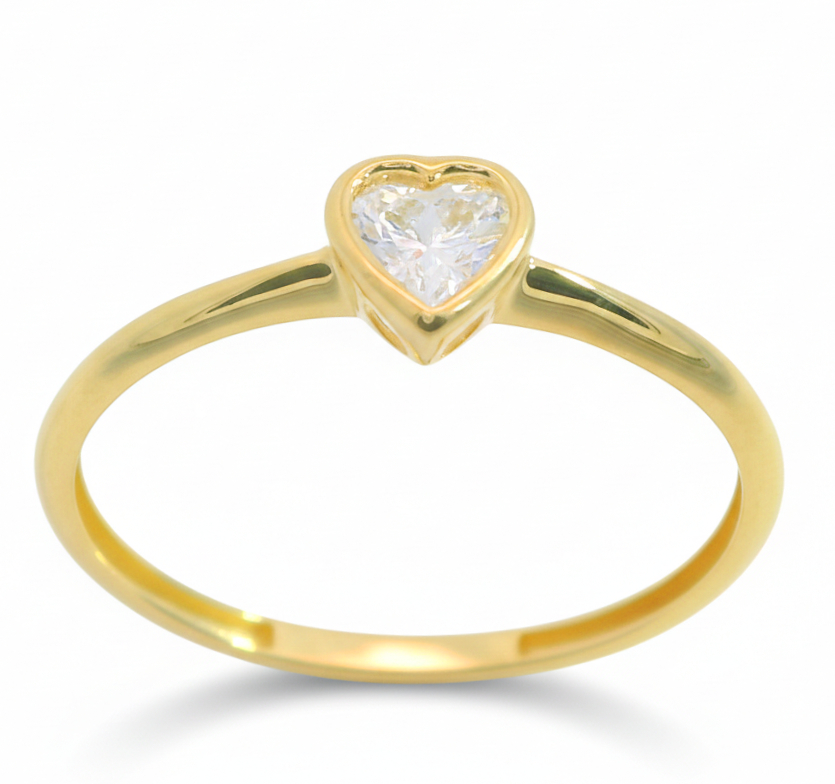 5'5MM HEART CZ RING.9 KARAT