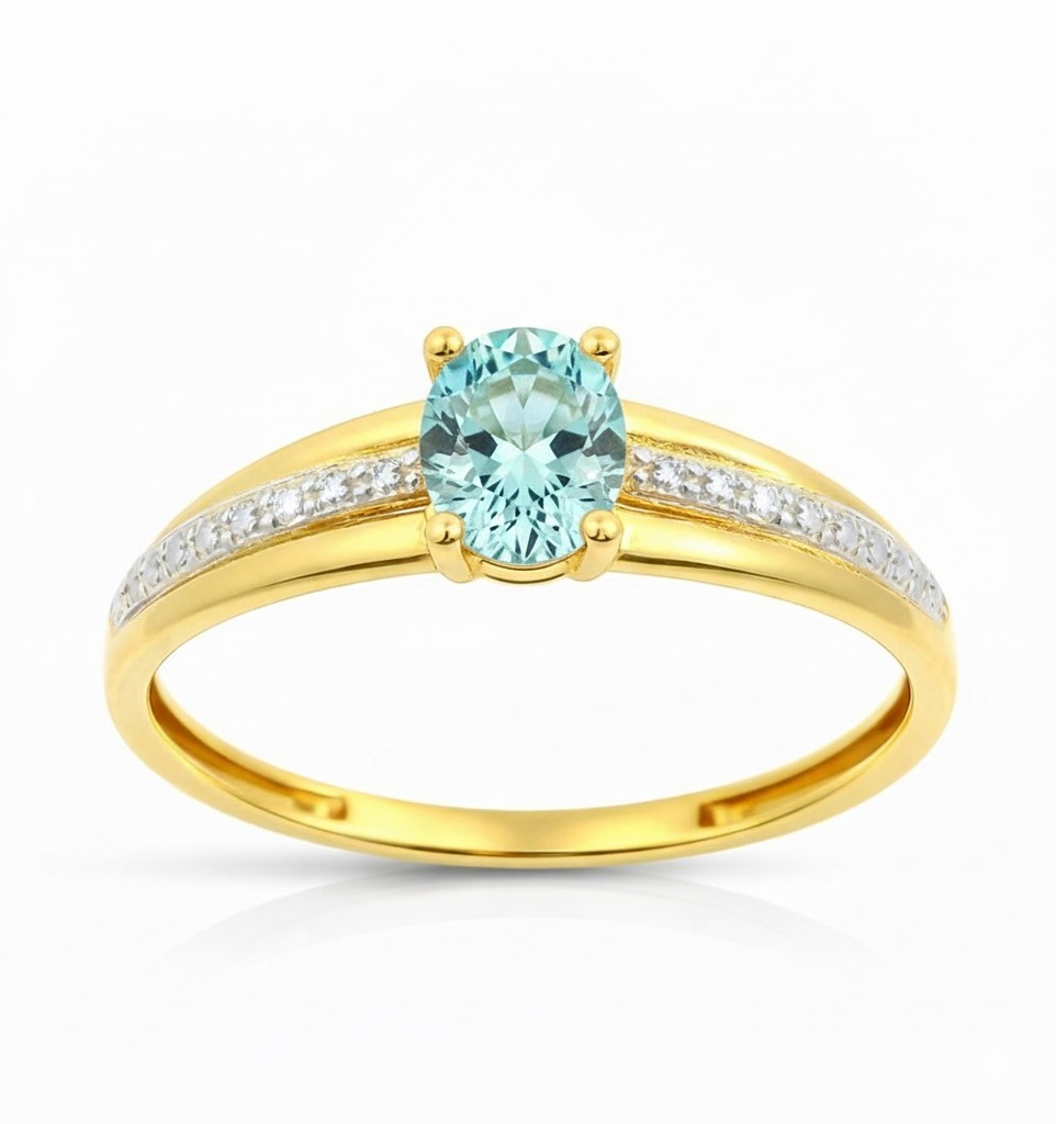 5x4MM AQUAMARINE COLOR CZ RING.9 KARAT
