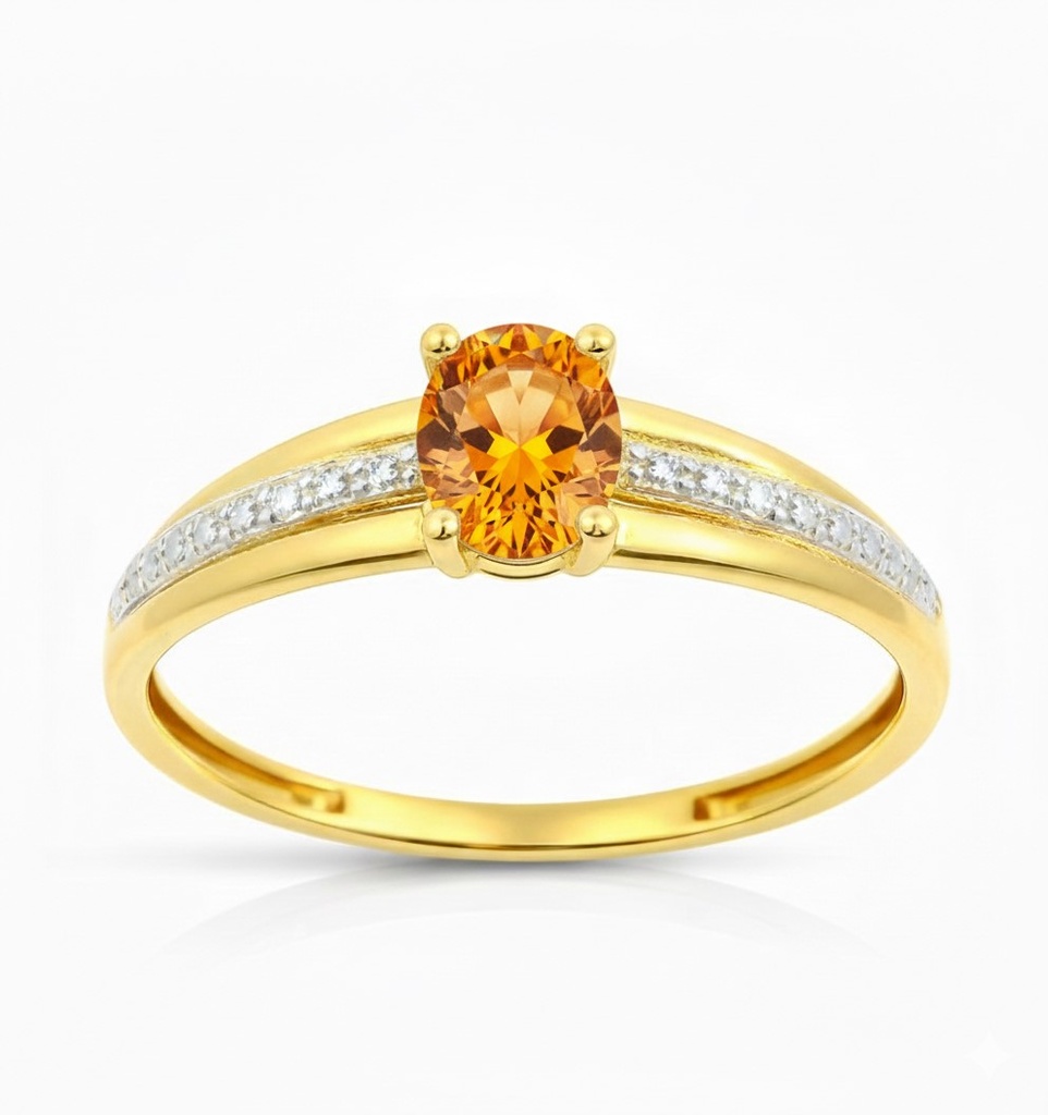 5x4MM NANO CITRINE TWO TONE GOLD RING.9 KARAT