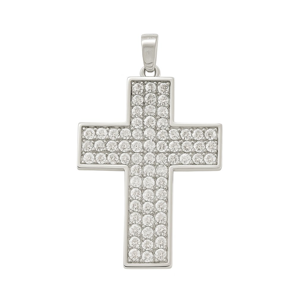 CRUZ ORO BLANCO CIRCONITAS 25x15MM.