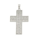 25x15MM WHITE GOLD CROSS PENDANT WITH CZ.