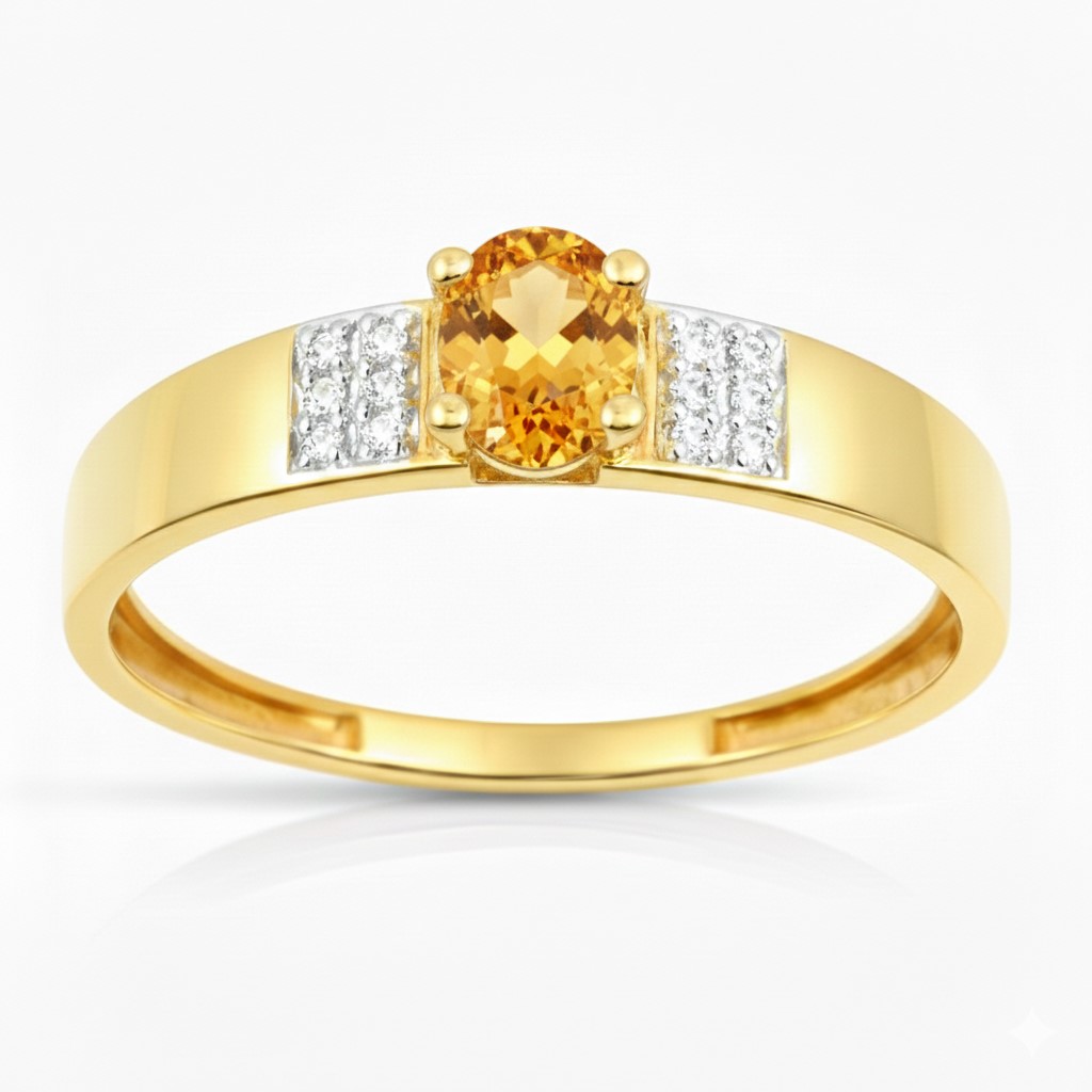 5x4MM NANO CITRINE GOLD RING.9 KARAT
