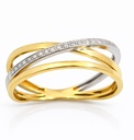 SORTIJA  BICOLOR CON DIAMANTE  0.004 CT TW.9 KILATES