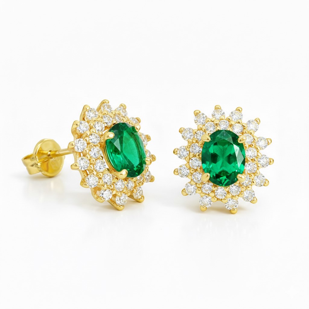 5x4MM NANO EMARALD STUD EARRINGS.9 KARAT