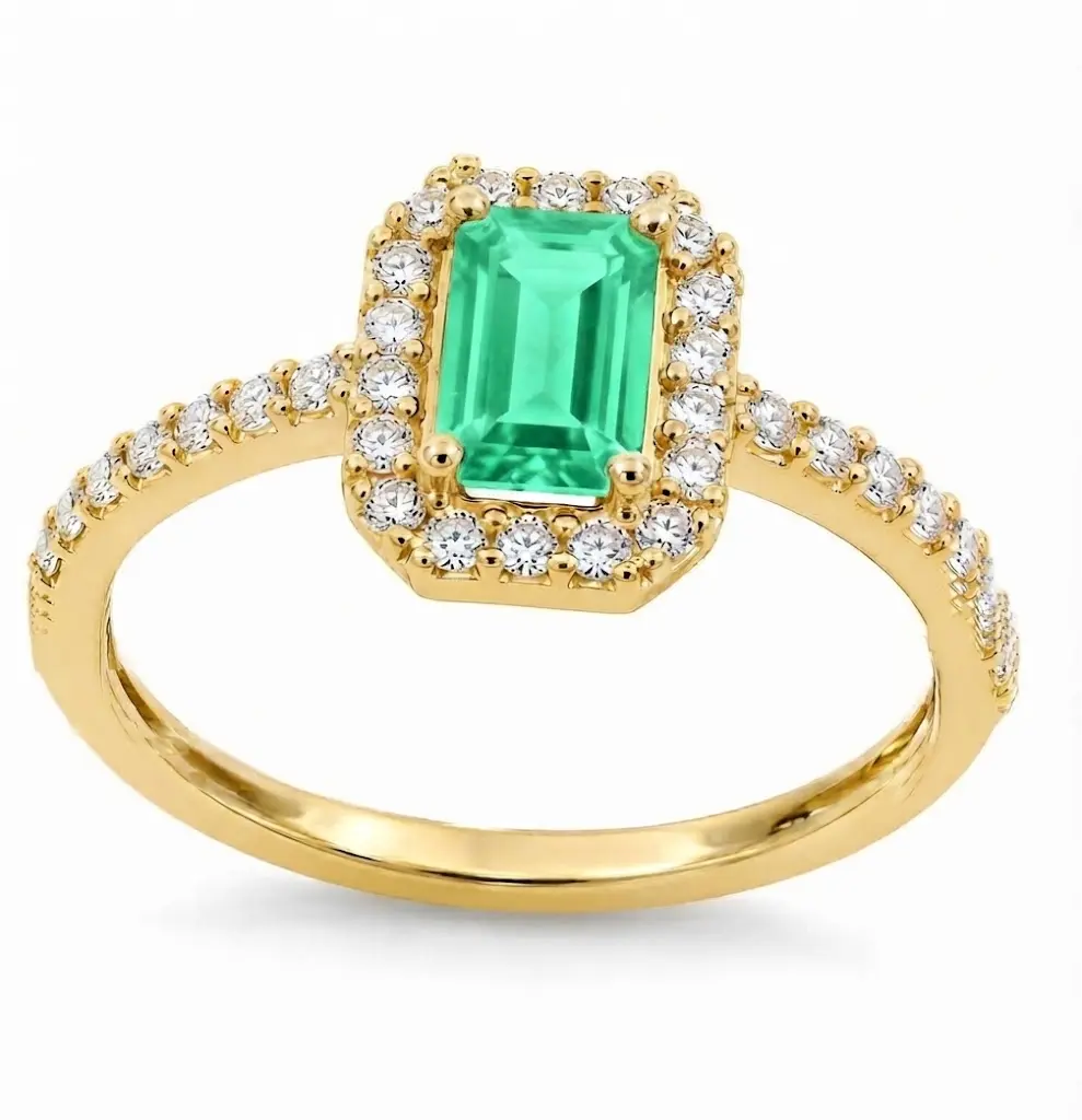 SORTIJA  ESMERALDA DE  (0.51CT) Y  BRILLANTES 0.27 CT TW 