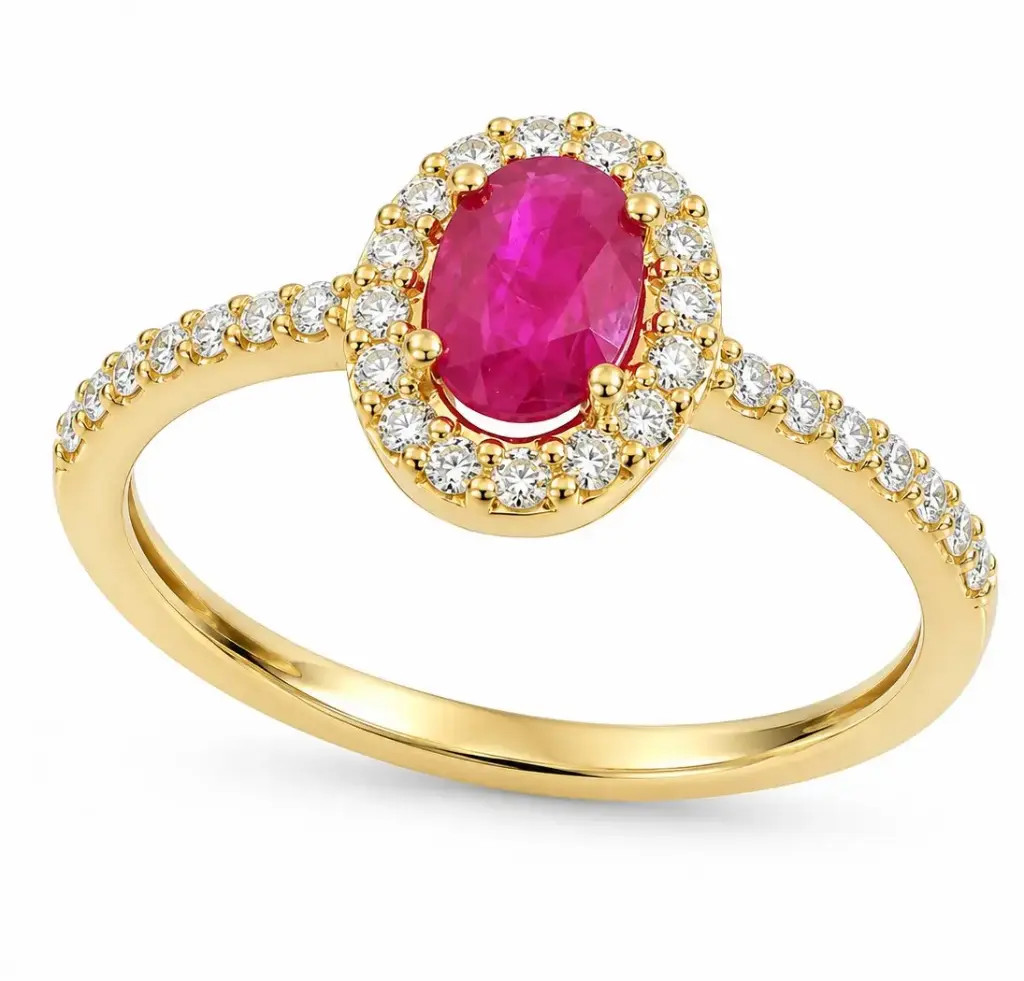 6x4MM(0.66 CT) RUBI RING WITH 0.08 CT TW DIAMONDS