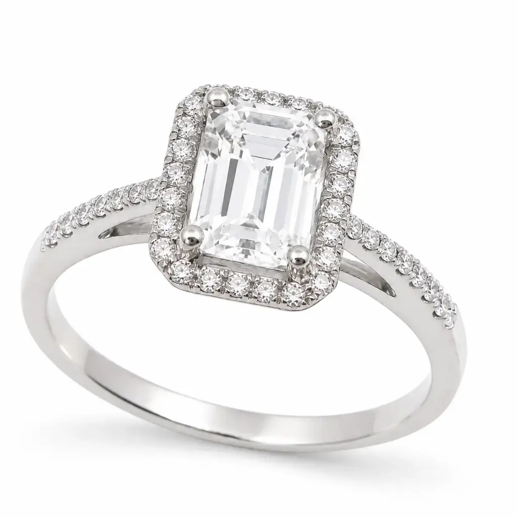 SORTIJA ZAFIRO BLANCO 7x5MM (0.85 CT) Y  BRILLANTES DI 38 RD VSI H 0.18  CT TW 