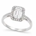 SORTIJA ZAFIRO BLANCO 7x5MM (0.85 CT) Y  BRILLANTES DI 38 RD VSI H 0.18  CT TW 