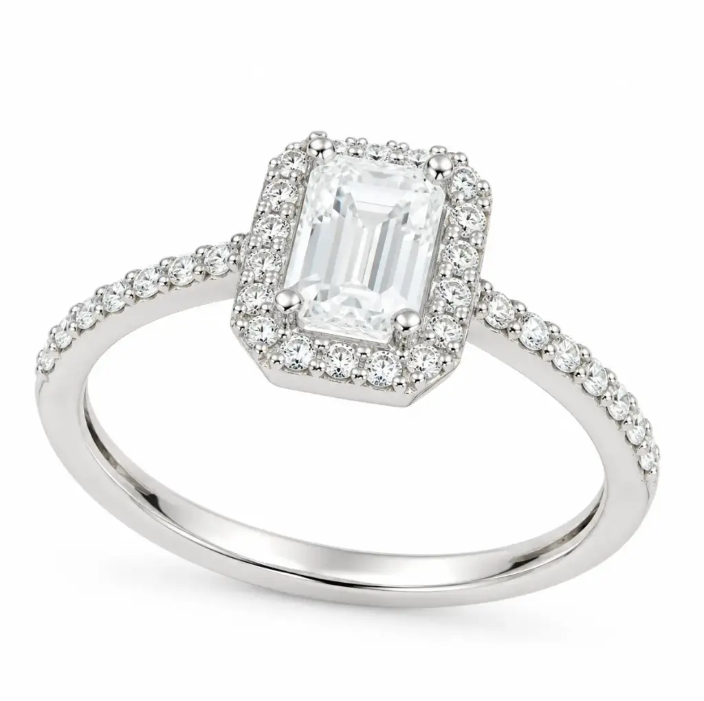 0.51 CT WHITE SAPPHIRE AND 0.28 CT TW DIAMOND RING