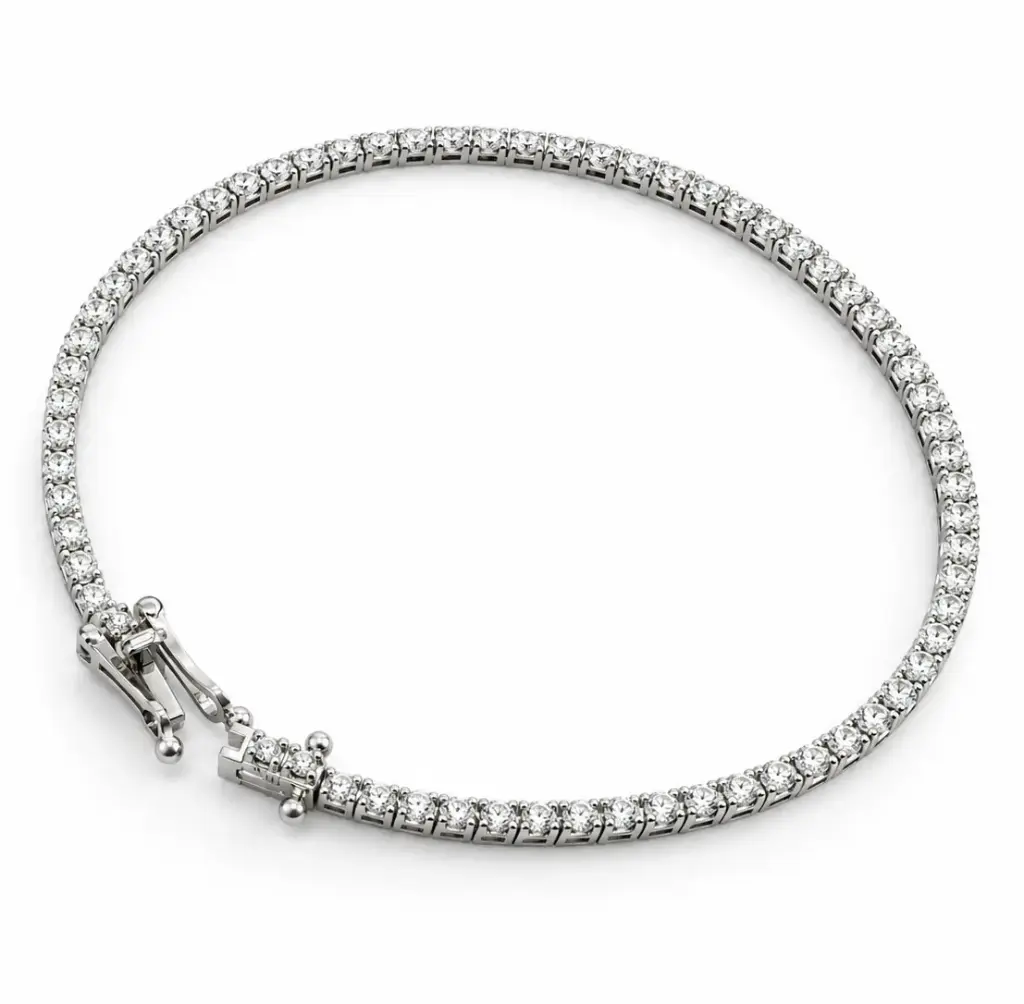 18CM DIAMOND TENNIS BRACELET. 1.00 CT TW.WHITE GOLD