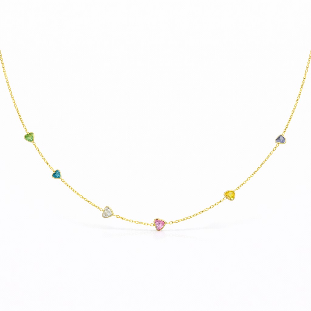 GARGANTILLA CIRCONITAS CORAZON .9KILATES