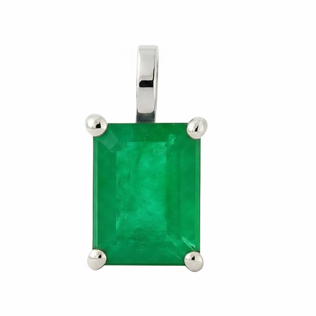 7x5MM EMERALD WHITE GOLD PENDANT