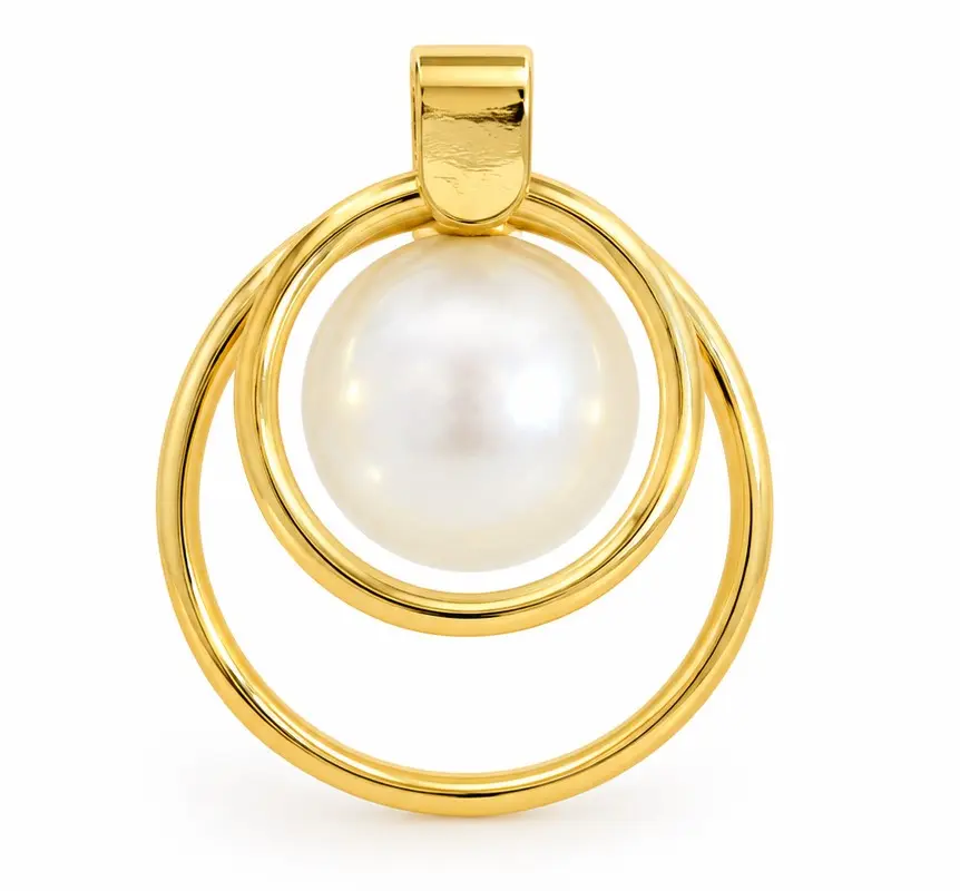 COLGANTE DOBLE CIRCULO 18MM CON PERLA BOTON DE 8MM