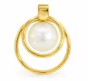 COLGANTE DOBLE CIRCULO 18MM CON PERLA BOTON DE 8MM