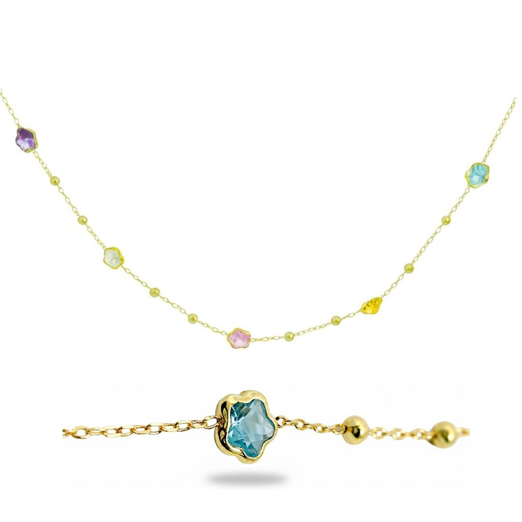 9 KARAT GOLD COLORED FLOWER CZ NECKLACE