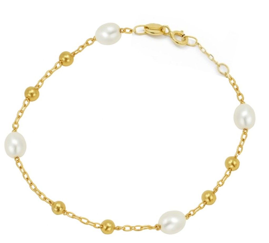 PULSERA BOLAS Y PERLAS .17CM 9K