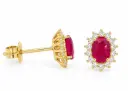PENDIENTES RUBI Y BRILLANTES Di 28 RD 0.30 RUBI 1.30 CT TW.SI H