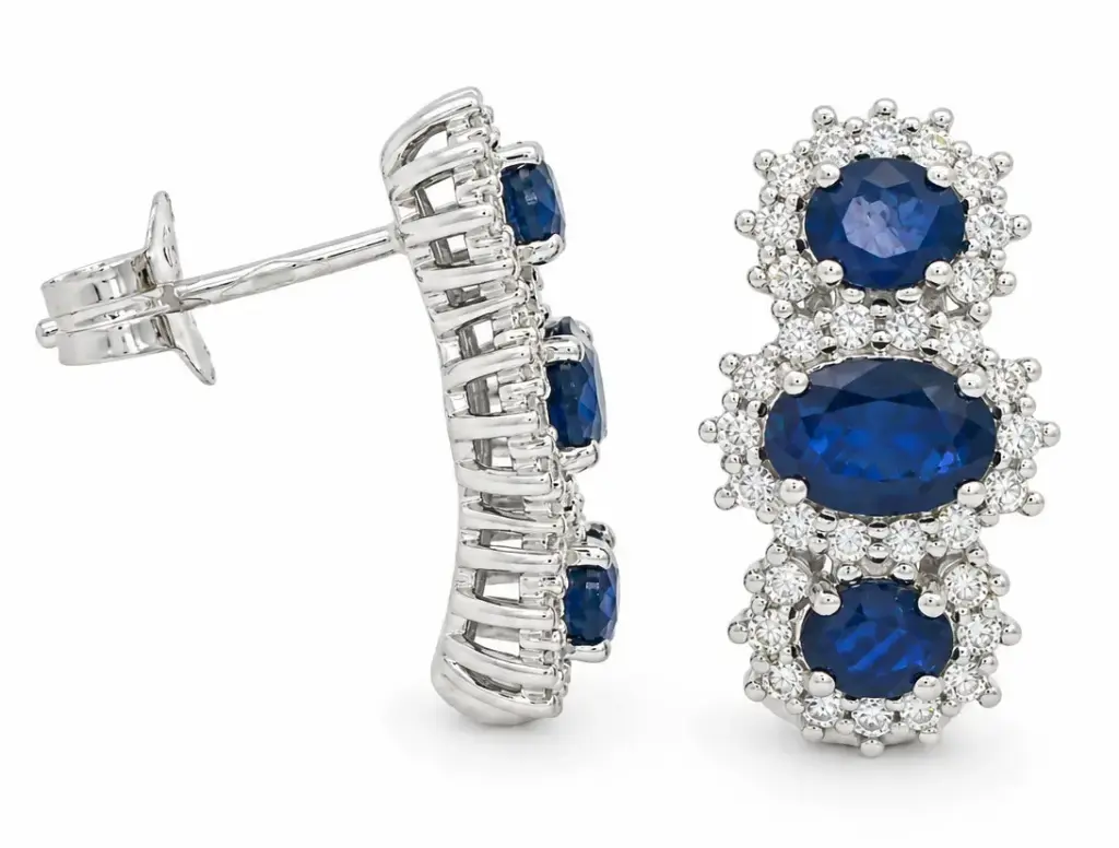 PENDIENTES 6 ZAFIRO 1.66CT TW Y BRILLANTES 0.38CT  CT TW 