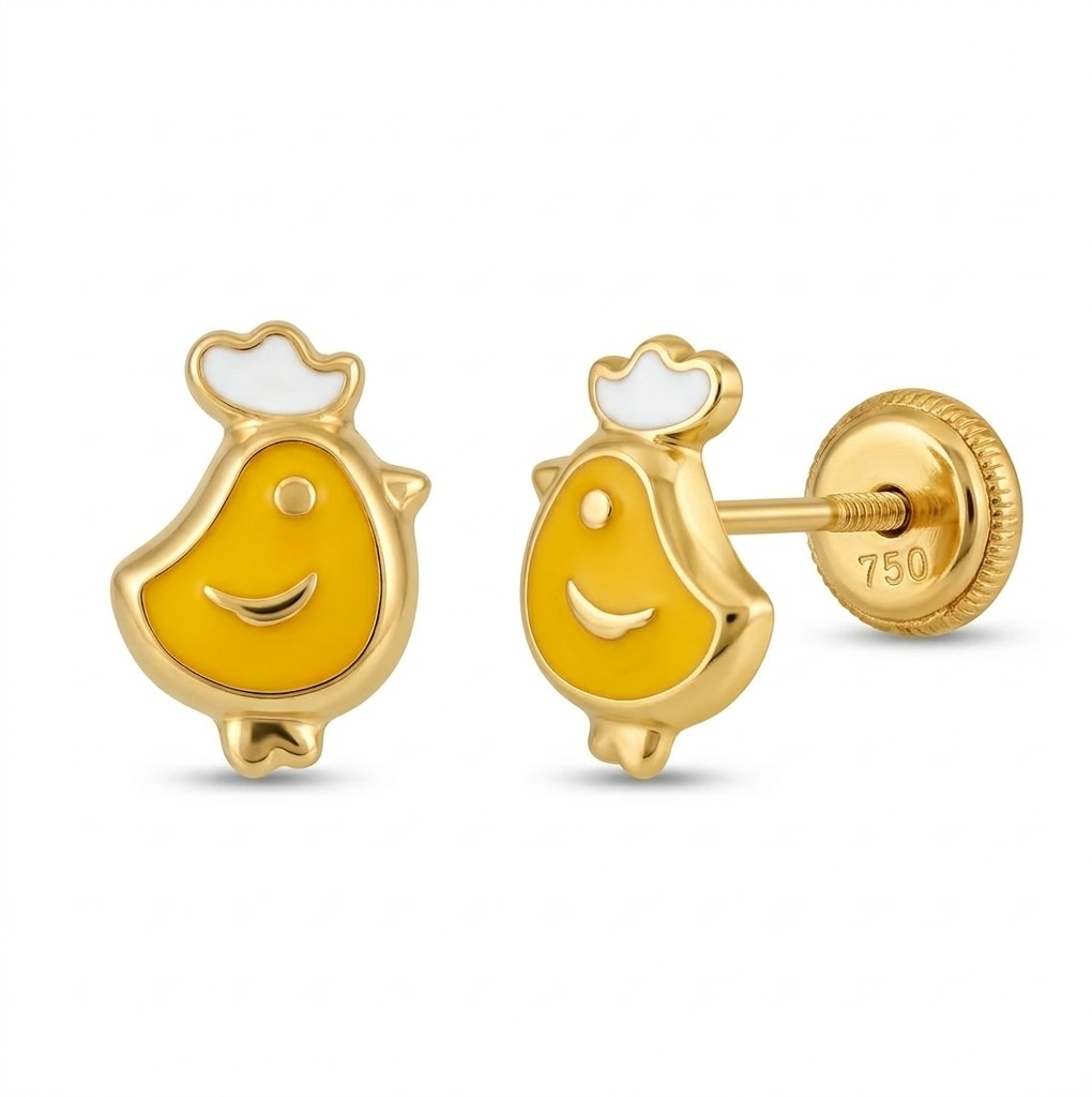 6MM ENAMEL CHICK BABY EARRINGS