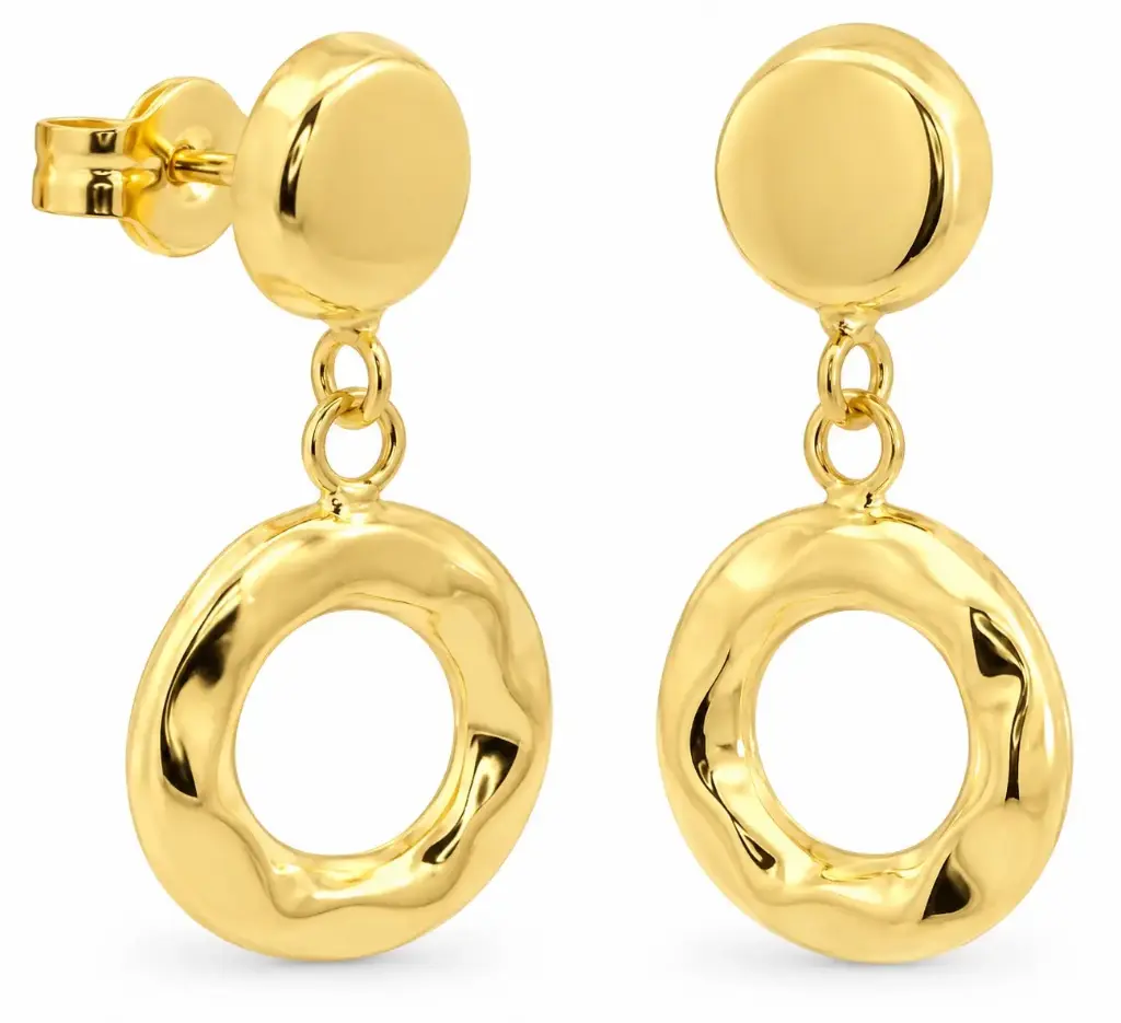 PENDIENTES LARGOS LISO RELIEVE  18MM CON CIRCULO.PRESION   