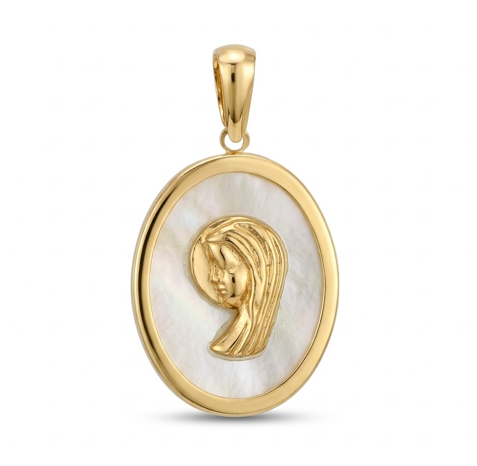 MEDALLA VIRGEN NIÑA OVAL  CON NACAR ,18*14 MM.9KILATES