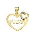COLGANTE DOBLE  CORAZON MAMA  CON CIRCONITAS 15MM 9 KILATES