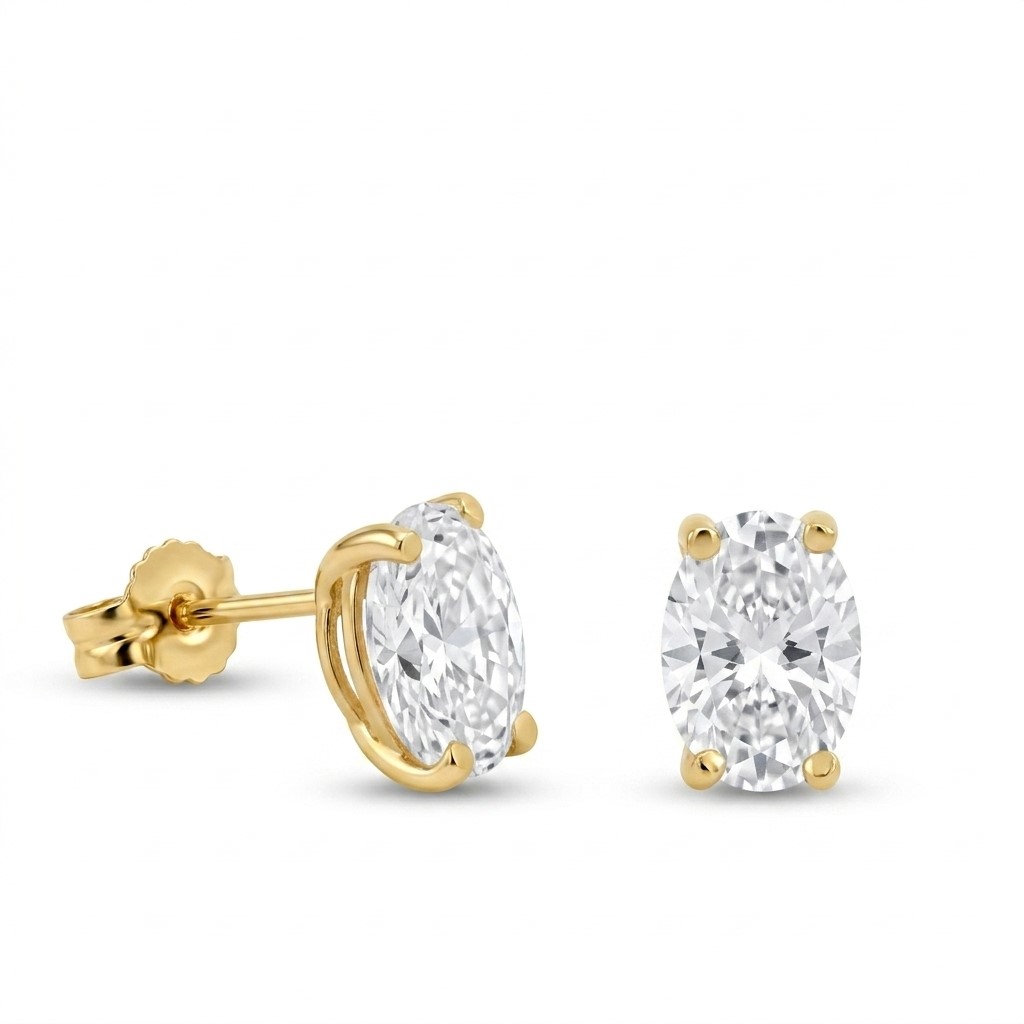 PENDIENTES TOPACIO BLANCO OVAL 7x5MM.PRESION.