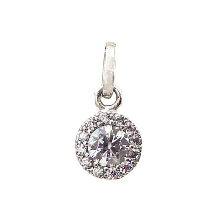 7MM WHITE GOLD PENDANT CZ.