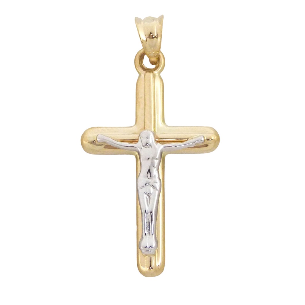 28x17MM TWO TONE CRUCIFIX PENDANT.
